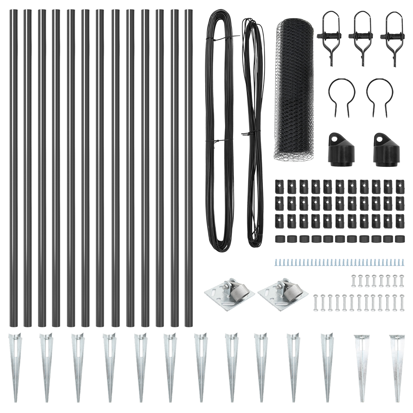 Set di Recinzione Set di 2 Grigio Metallo, Rete Grande Durevole