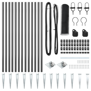 Set di Recinzione Set di 2 Grigio Metallo, Rete Grande Durevole