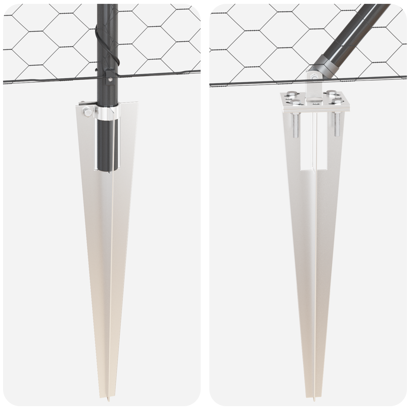 Set di recinzione Set di 2 Grigio Acciaio verniciato a polvere