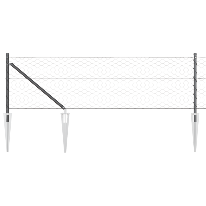 Recinzione Esagonale Grigia 0,6x25 m Acciaio