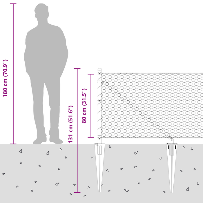 Recinto Esagonale  Grigio 0.8x25 m Acciaio