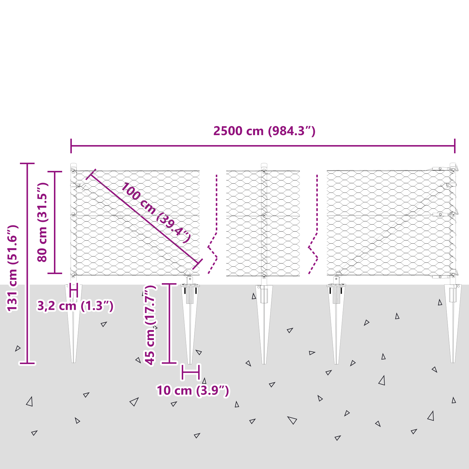 Recinzione Esagonale  Grigia 0.8x25 m Acciaio