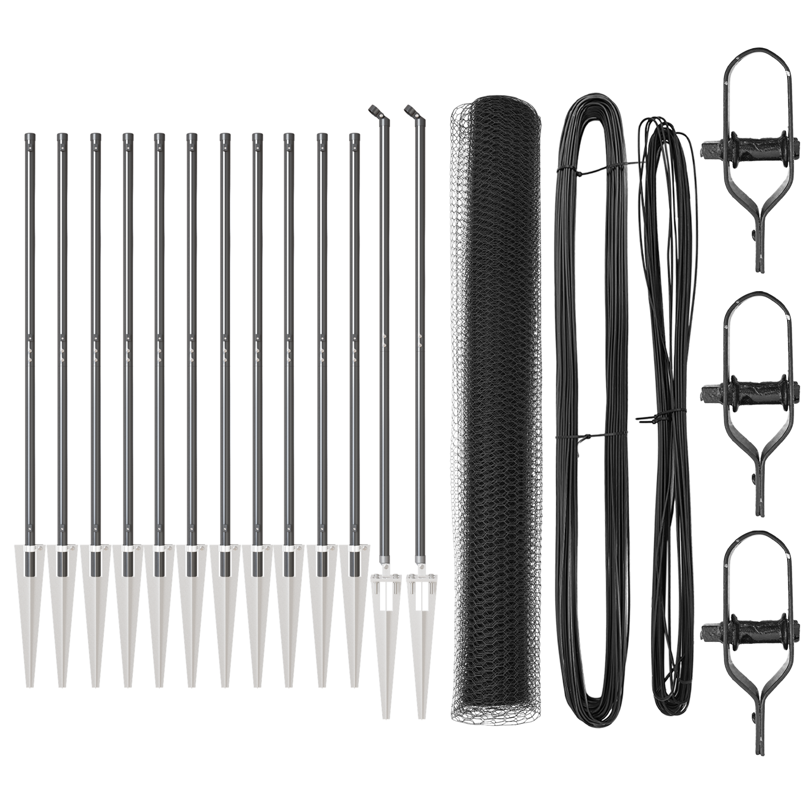 Set di Recinzione Set di 2 Grigio Metallo, Plastica 25 x 1.2 m