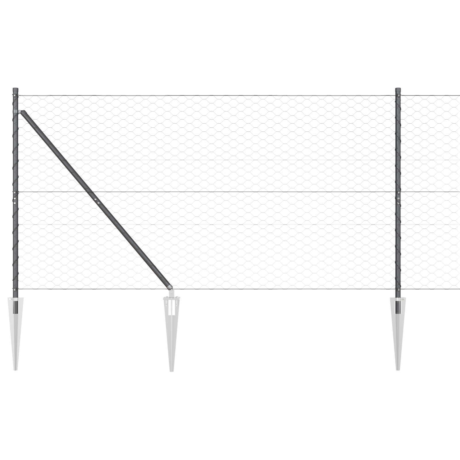 Set di Recinzione Set di 2 Grigio Metallo Standard Durevole