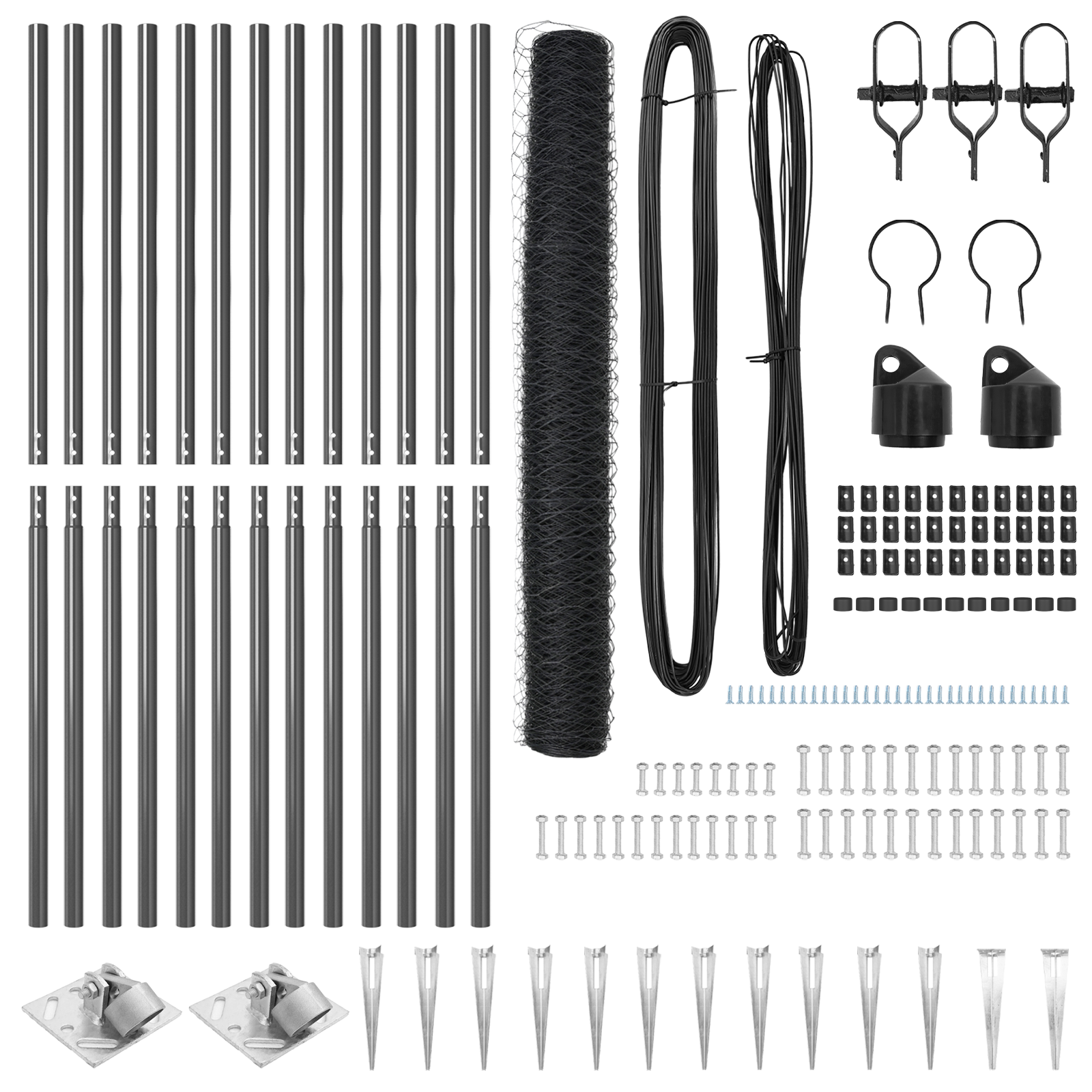 Set di Recinzione Set di 2 Grigio Metallo Standard Durevole