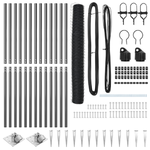 Set di Recinzione Set di 2 Grigio Metallo Standard Durevole