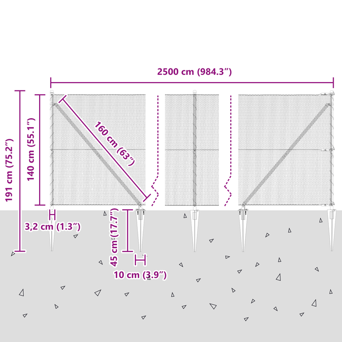 Recinzione Esagonale  Grigia 1,4x25 m Acciaio