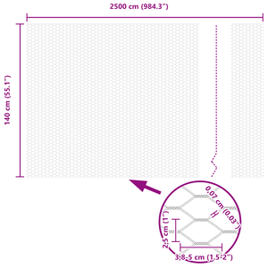 Recinzione Esagonale  Grigio 1.4x25 m Acciaio