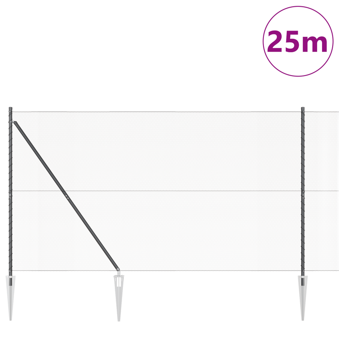 Set di Recinzioni Set di 2 Grigio Metallo 25 x 1.5 m Durevole