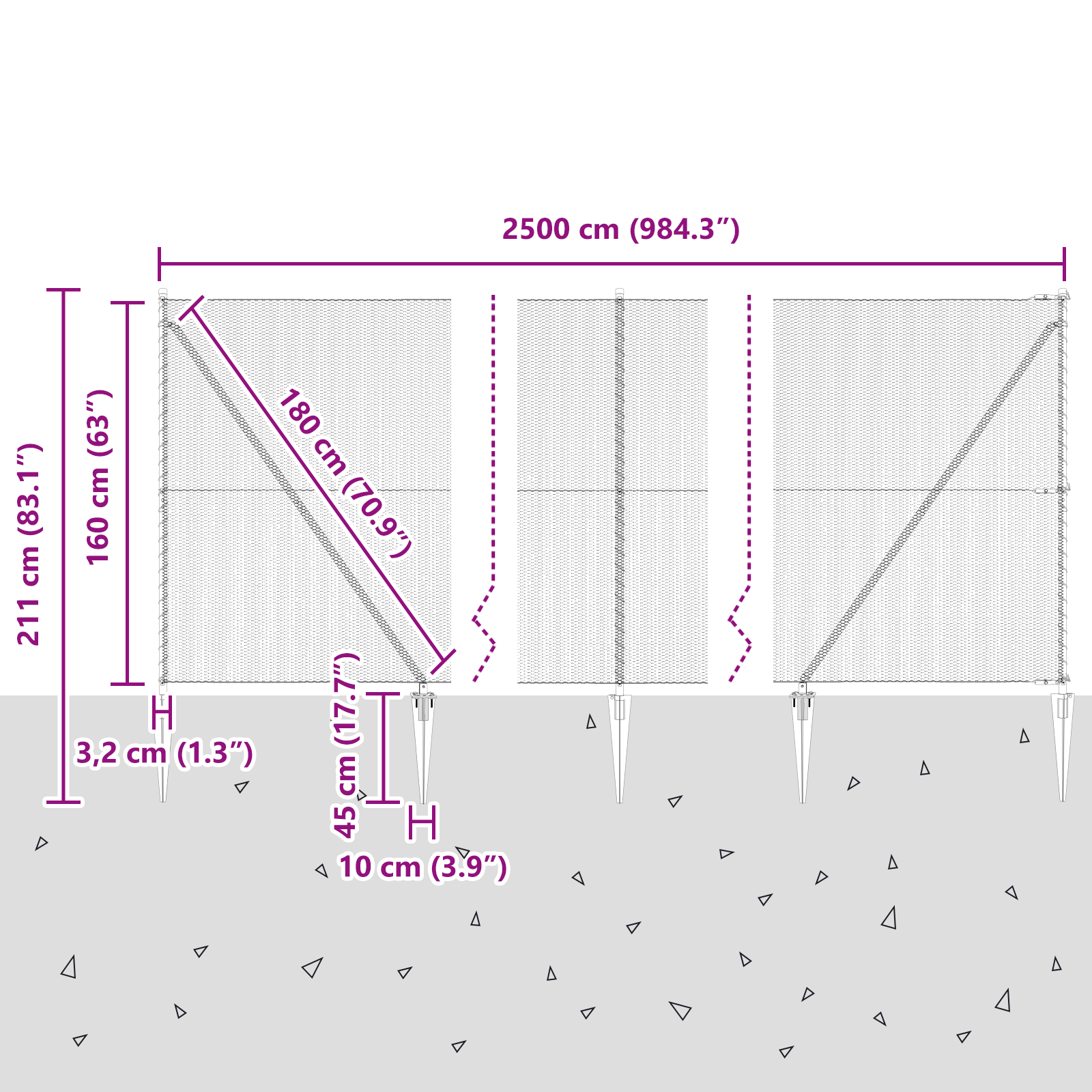 Recinzione Esagonale  Grigio 1,6x25 m Acciaio