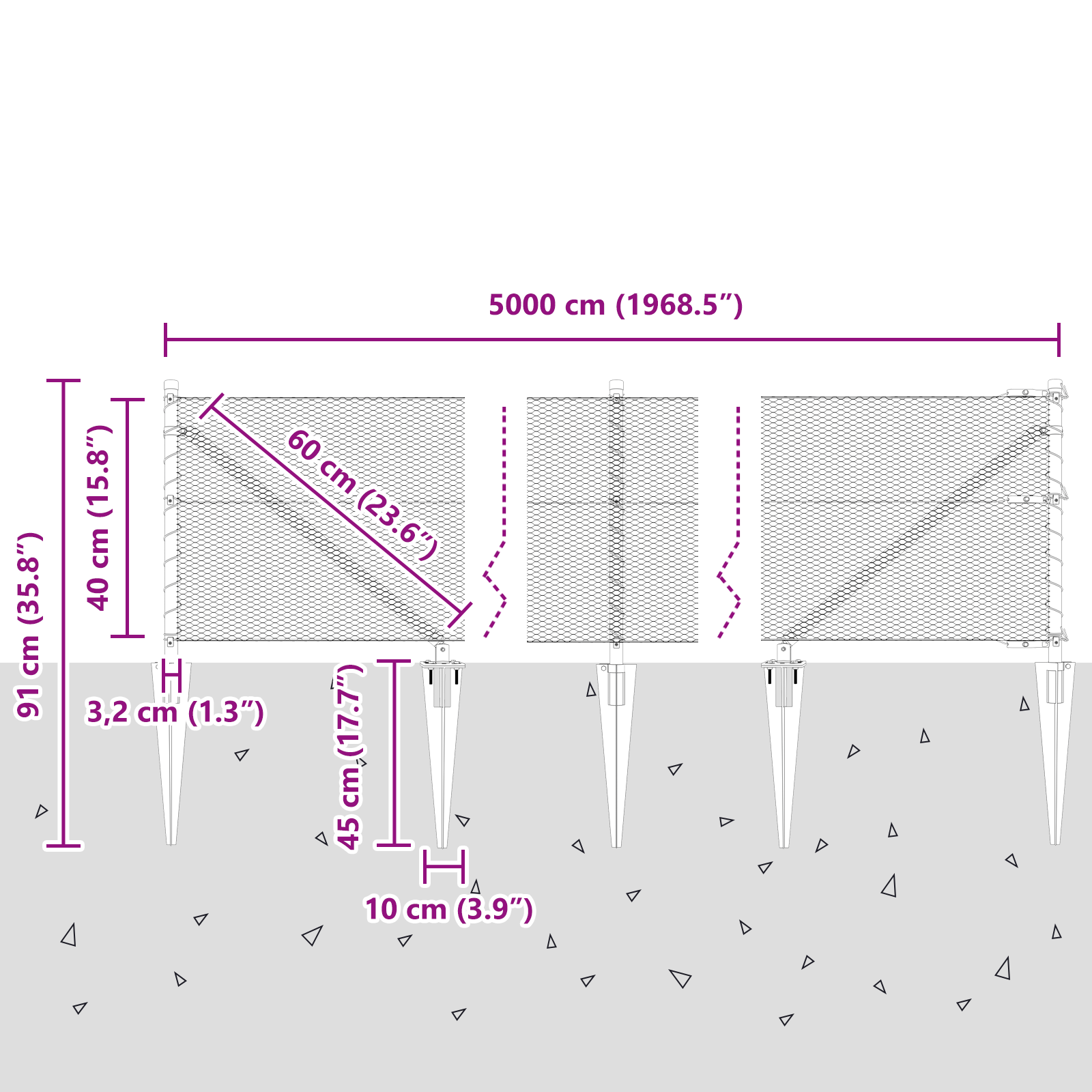 Recinzione Esagonale  Grigia 0.4x50 m in Acciaio