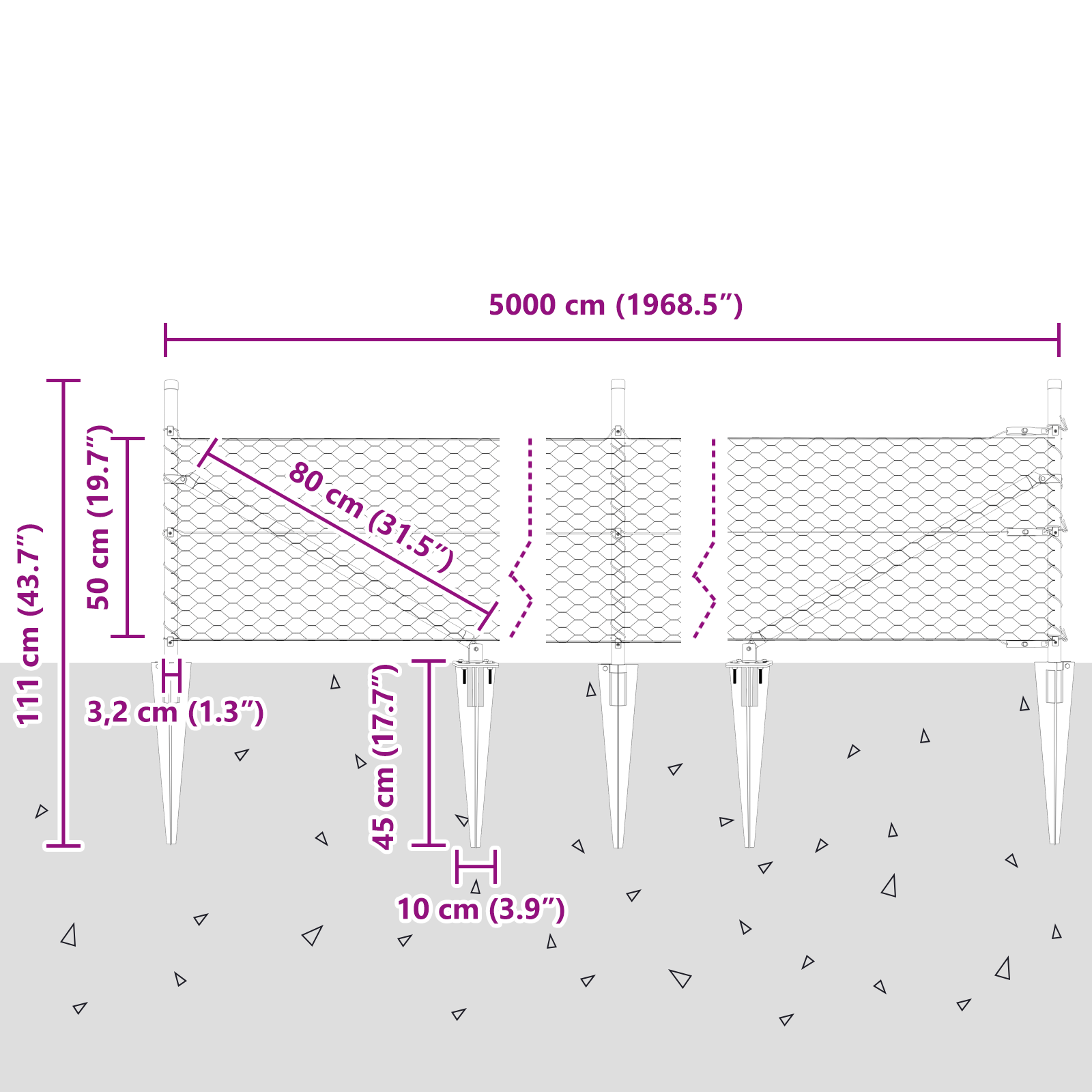 Recinzione Esagonale Grigia  0.5x50 m Acciaio