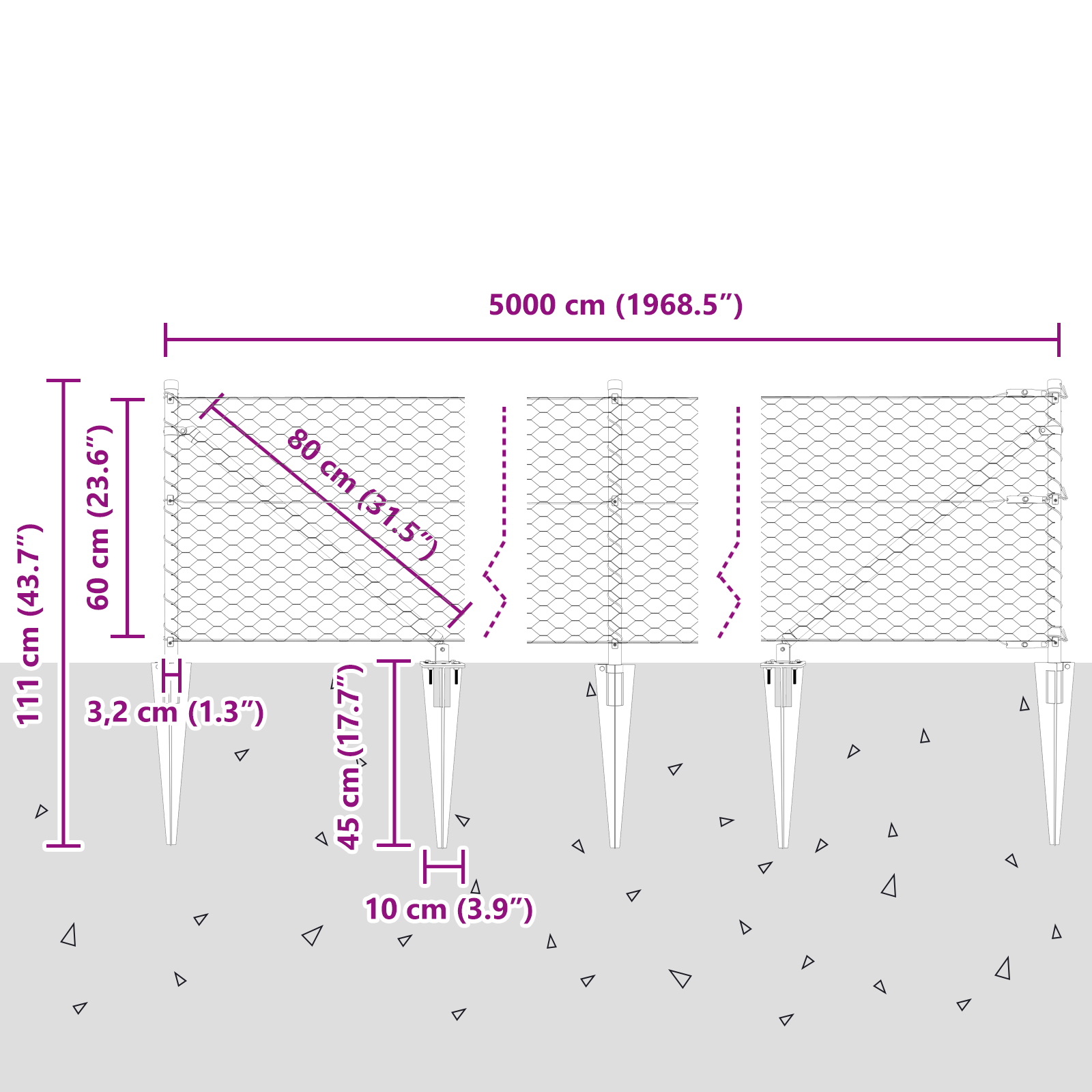 Recinto Esagonale  Grigio 0.6x50 m Acciaio