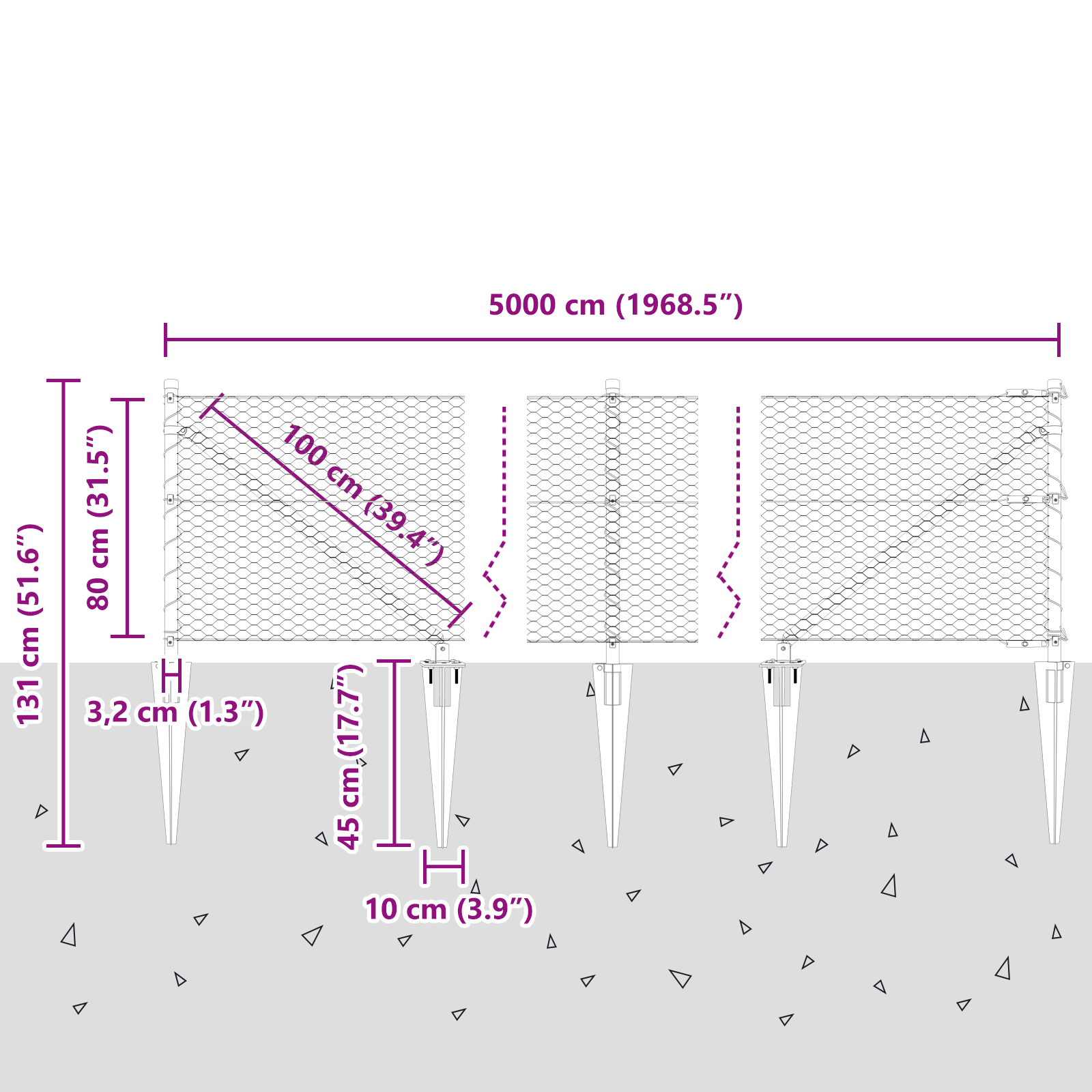 Recinzione Esagonale  Grigia 0.8x50 m Acciaio