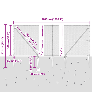 Recinzione Esagonale  Grigio 1x50 m Acciaio