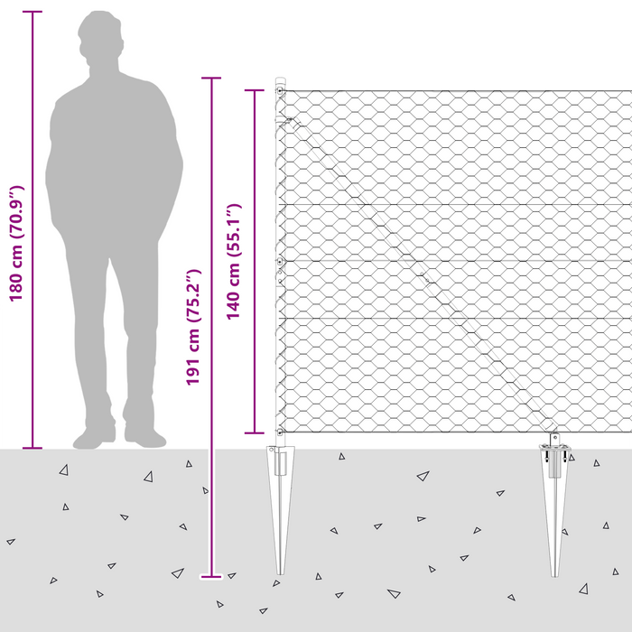 Recinto esagonale  Grigio 1.4x50 m Acciaio