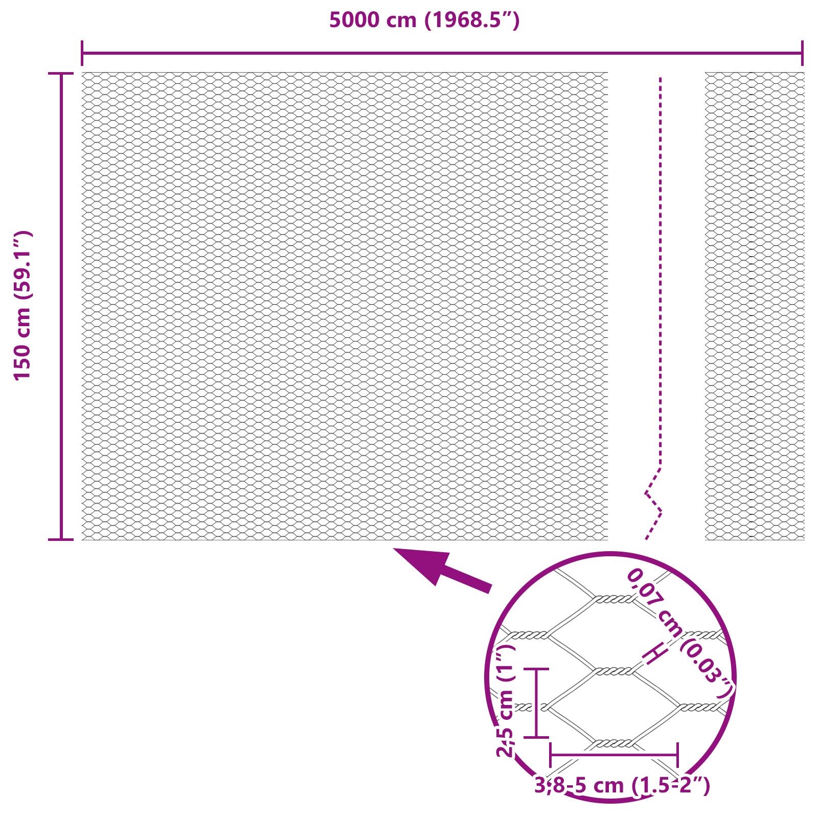 Recinzione Esagonale  Grigia 1.5x50 m Acciaio
