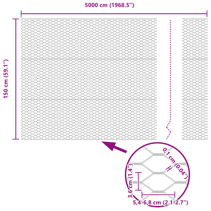 Recinto Esagonale  Grigio 1,5x50 m Acciaio