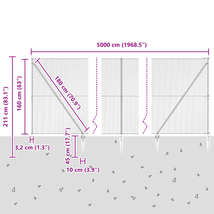 Recinzione Esagonale  Grigio 1.6x50 m Acciaio