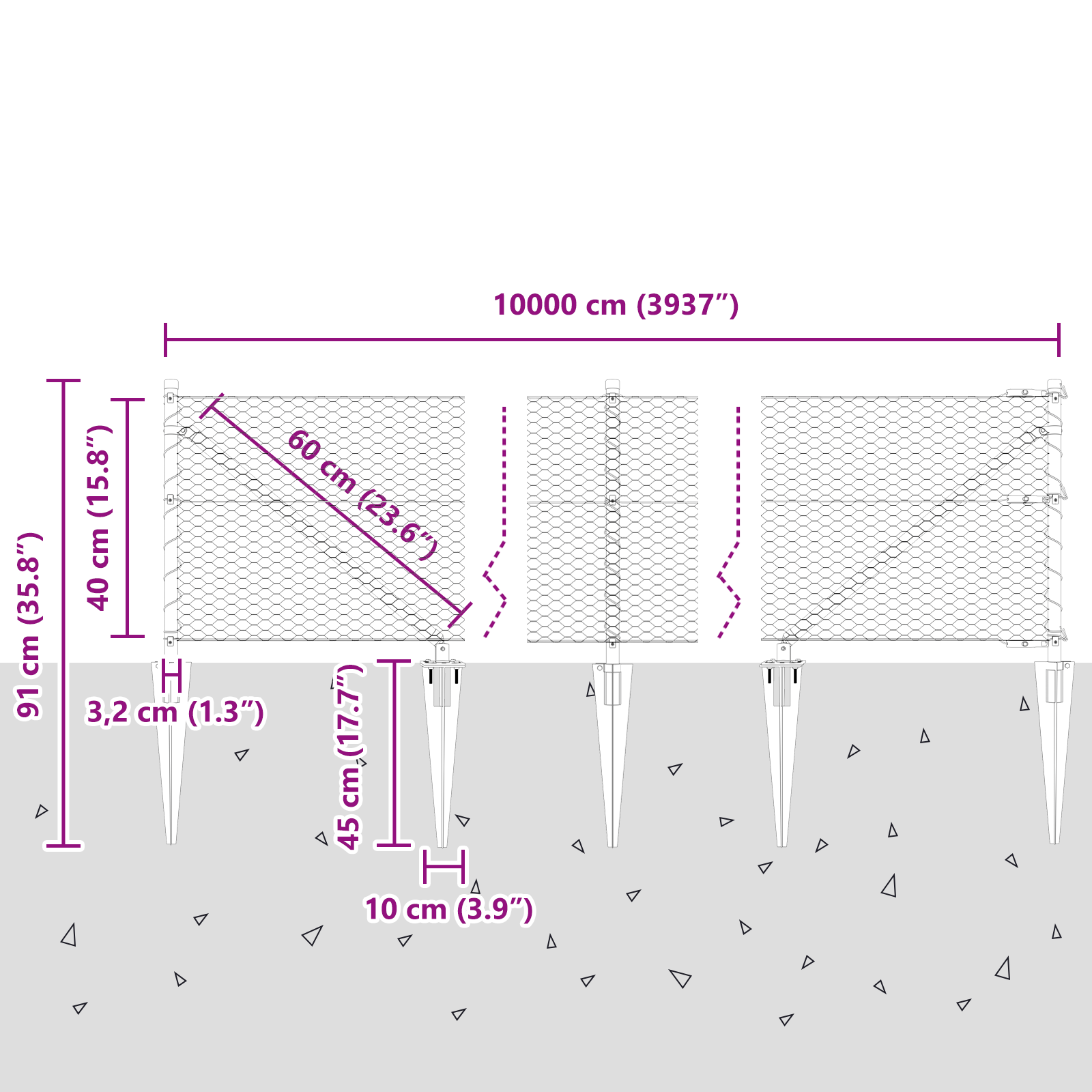 Recinzione Esagonale  Grigia 0.4x100 m Acciaio
