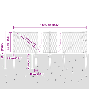 Recinzione Esagonale  Grigia 0.4x100 m Acciaio