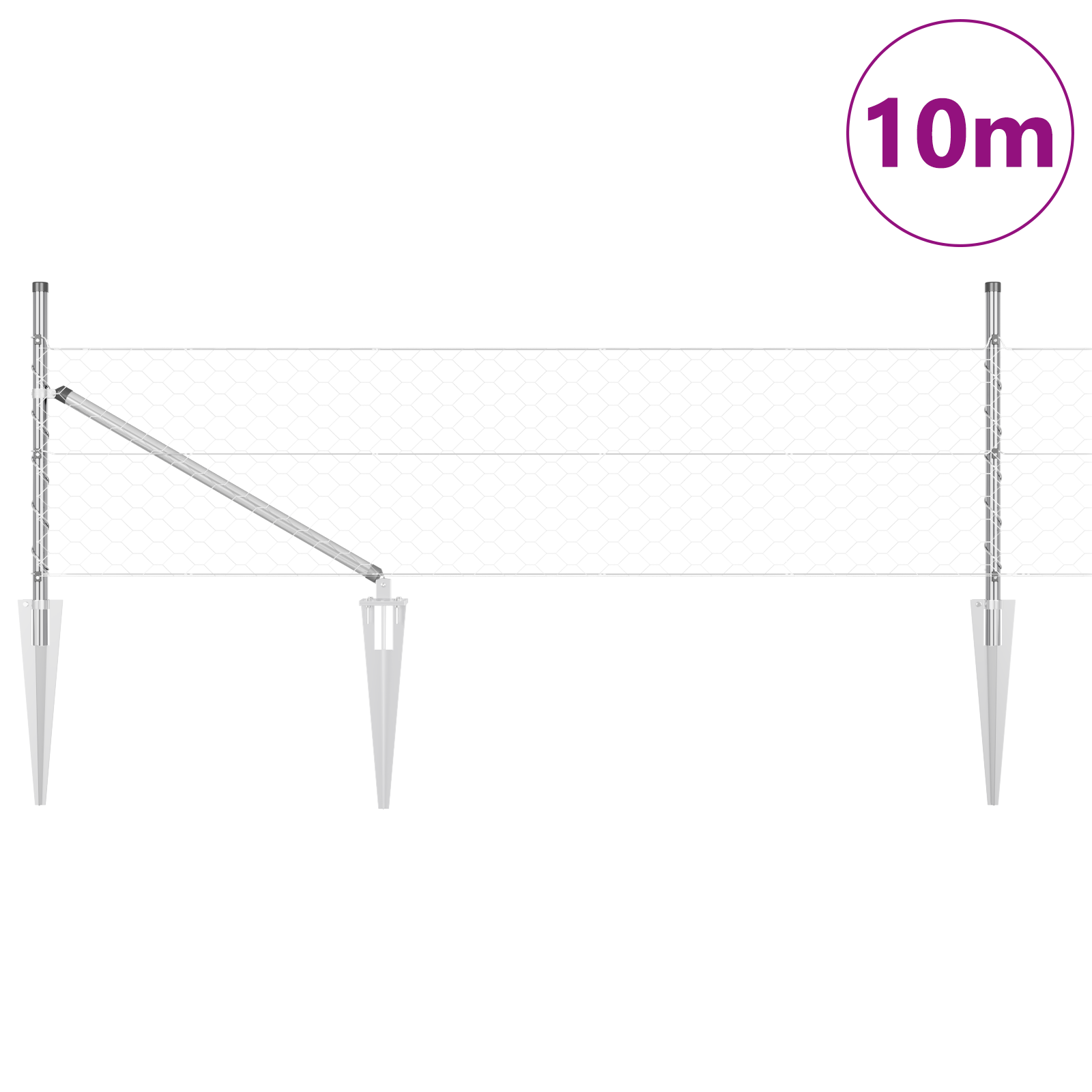 Recinzione Esagonale  0,5x10 m Acciaio Galvanizzato