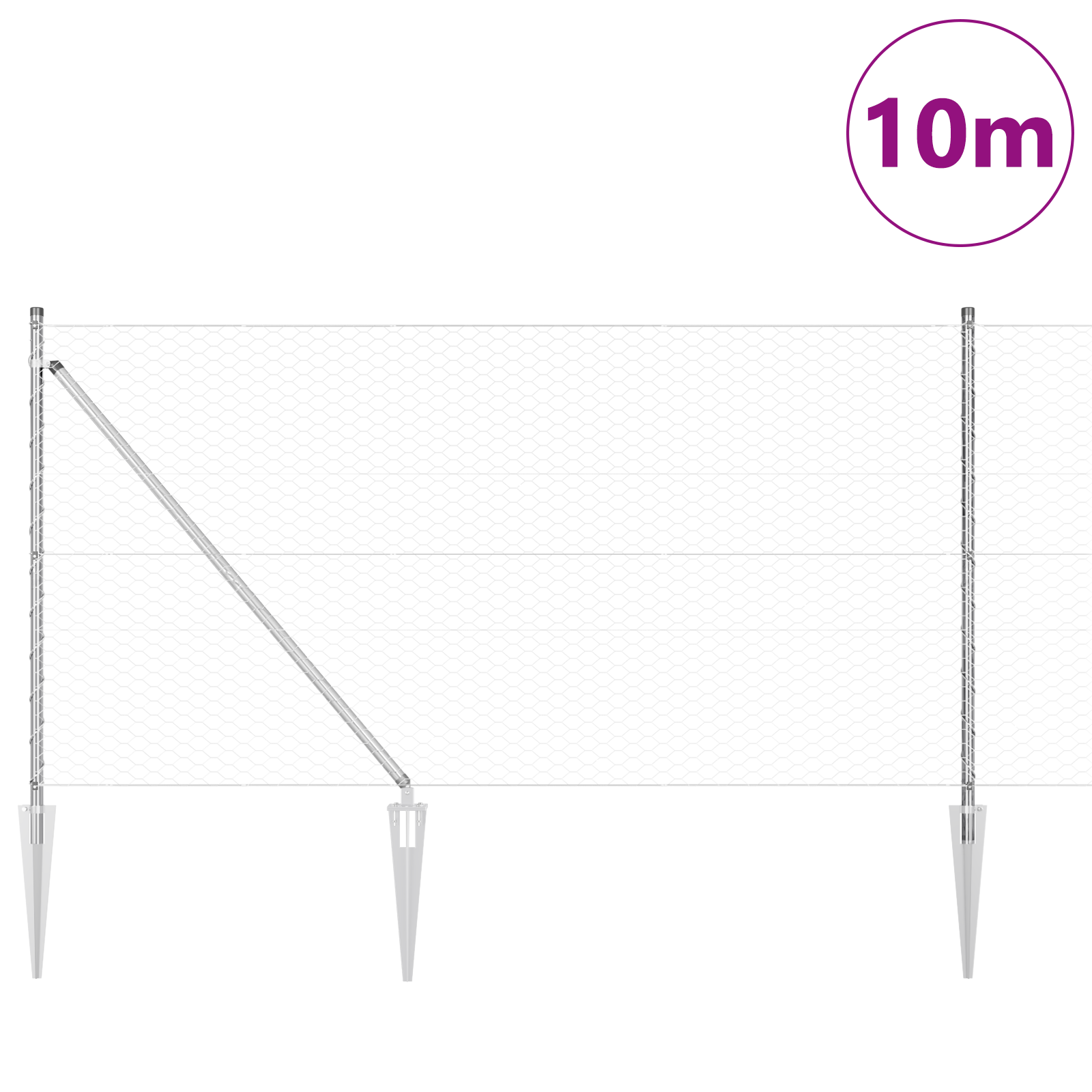 Recinzione Esagonale  1x10 m Acciaio Zincato