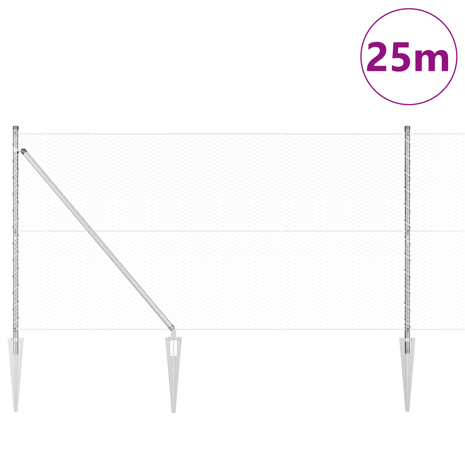 Recinzione esagonale  1,4x25 m Acciaio zincato