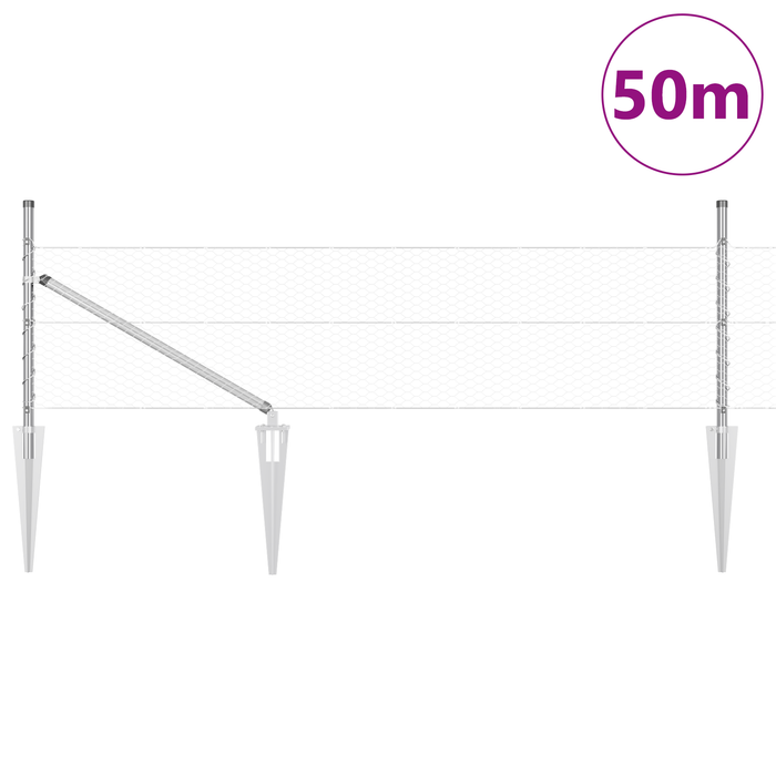 Recinzione Esagonale  0.5x50 m Acciaio Zincato
