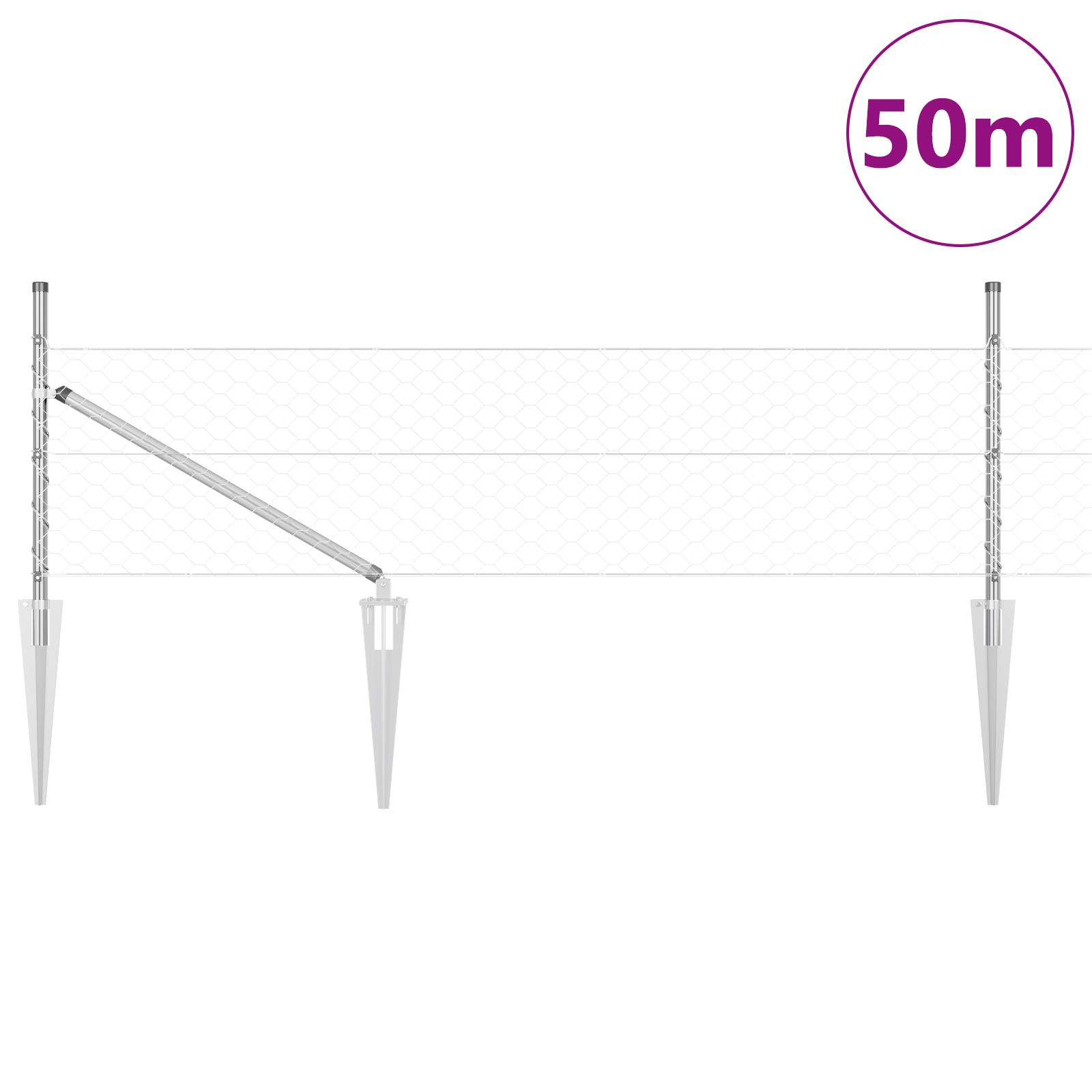 Recinzione esagonale  0.5x50 m Acciaio zincato