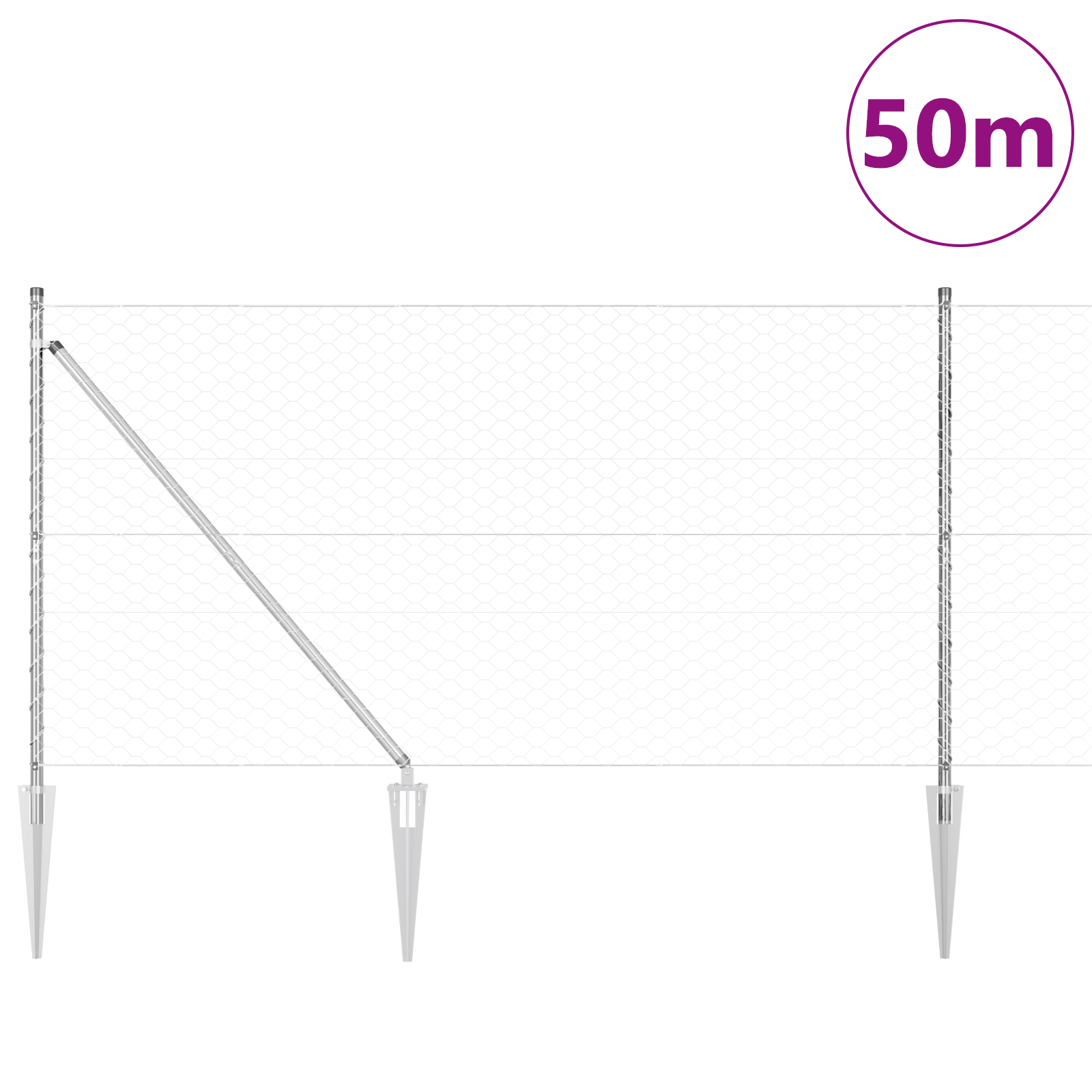 Recinzione Esagonale  1.4x50 m Acciaio Zincato