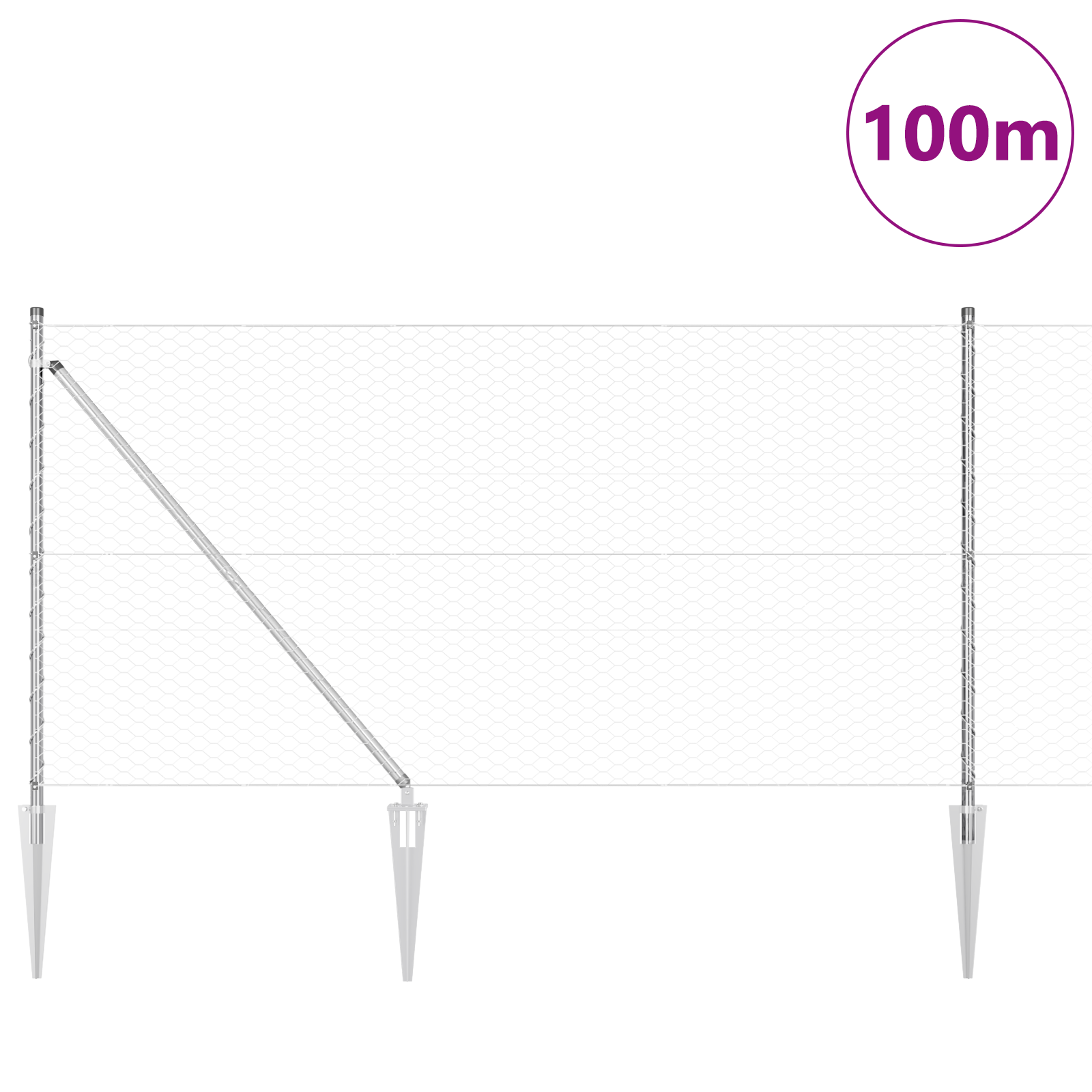 Recinzione Esagonale  1x100 m Acciaio Zincato