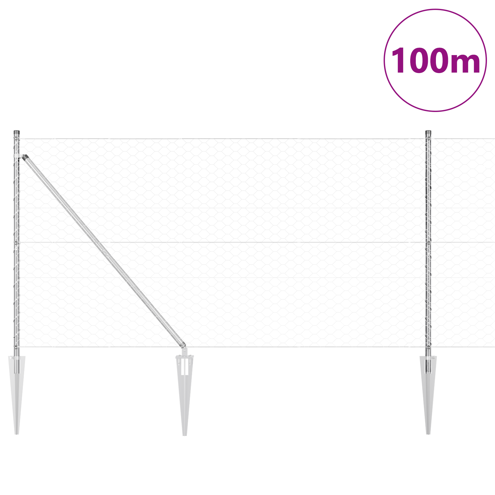 Recinzione esagonale  1x100 m Acciaio zincato