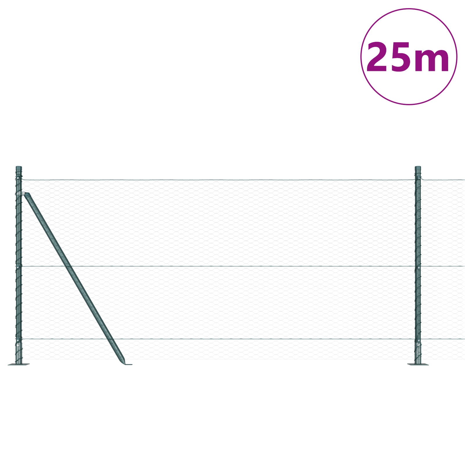 Set di Recinzione Set di 2 Verde Scuro Acciaio Zincato 25 x 1 m