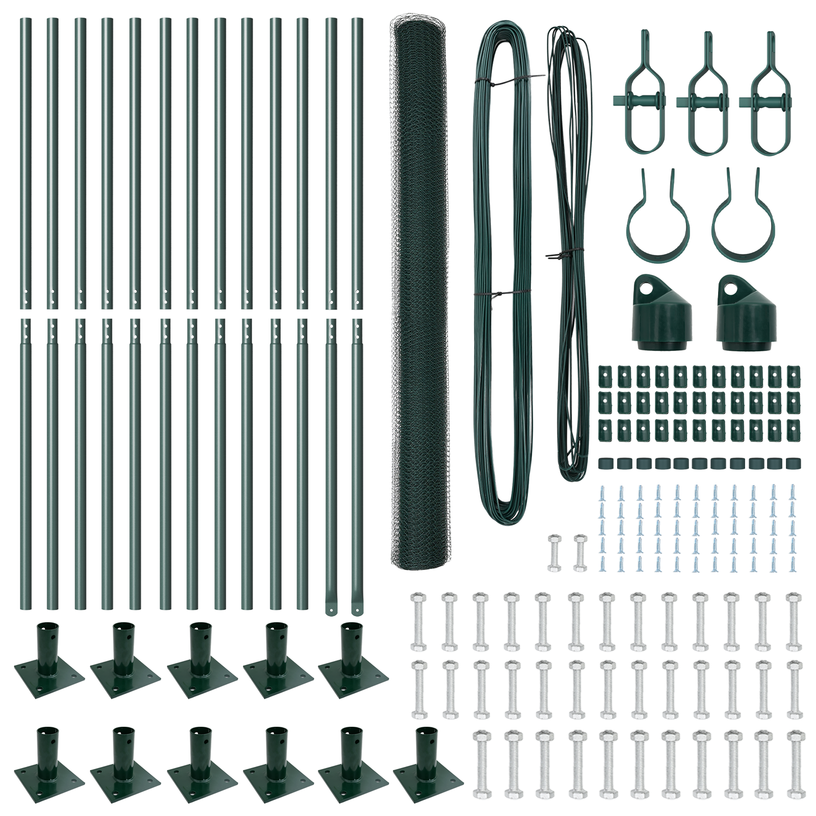 Set di Recinzione Set di 2 Verde Metallo, PVC 25 x 1,5 m