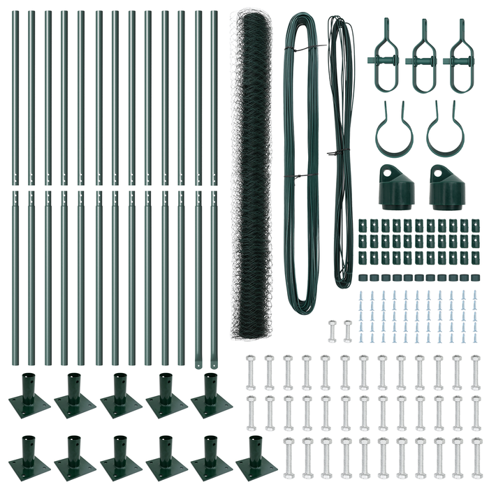 Set di Recinzione Set di 2 Verde Acciaio Verniciato a Polvere