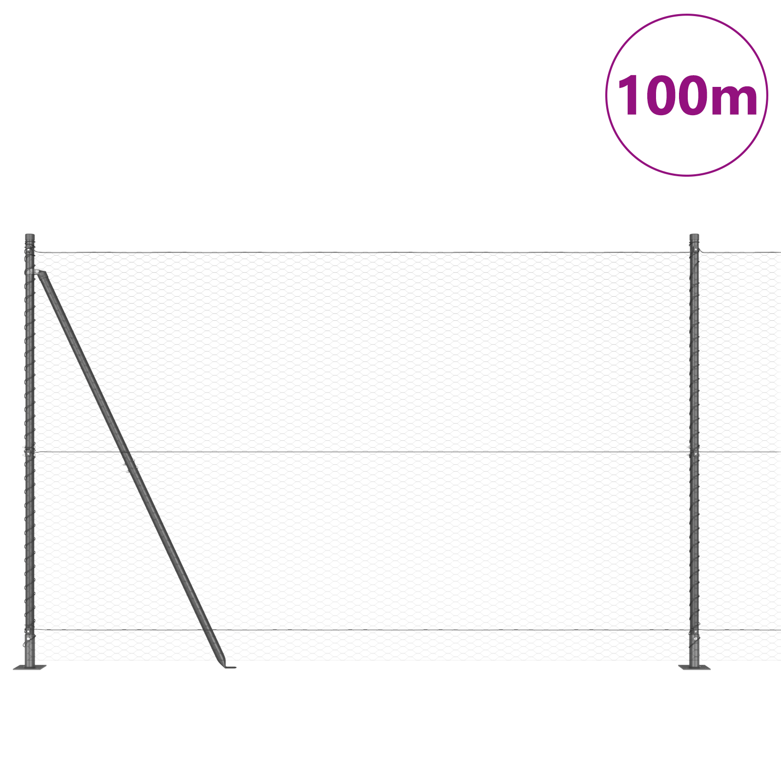 Recinzione Esagonale  Grigia 1,6x100 m in Acciaio