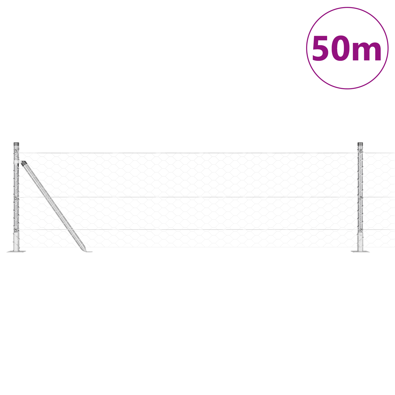 Recinzione esagonale  0.6x50 m in acciaio zincato