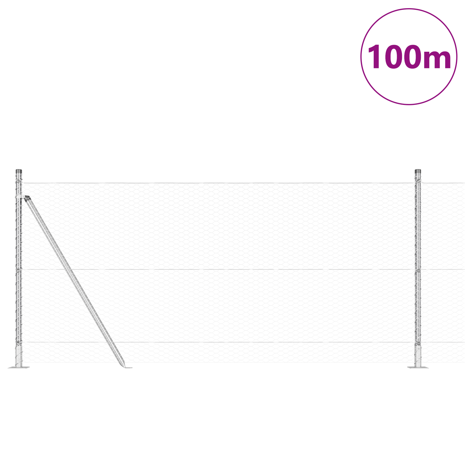 Recinzione Esagonale  0.8x100 m Acciaio Zincato