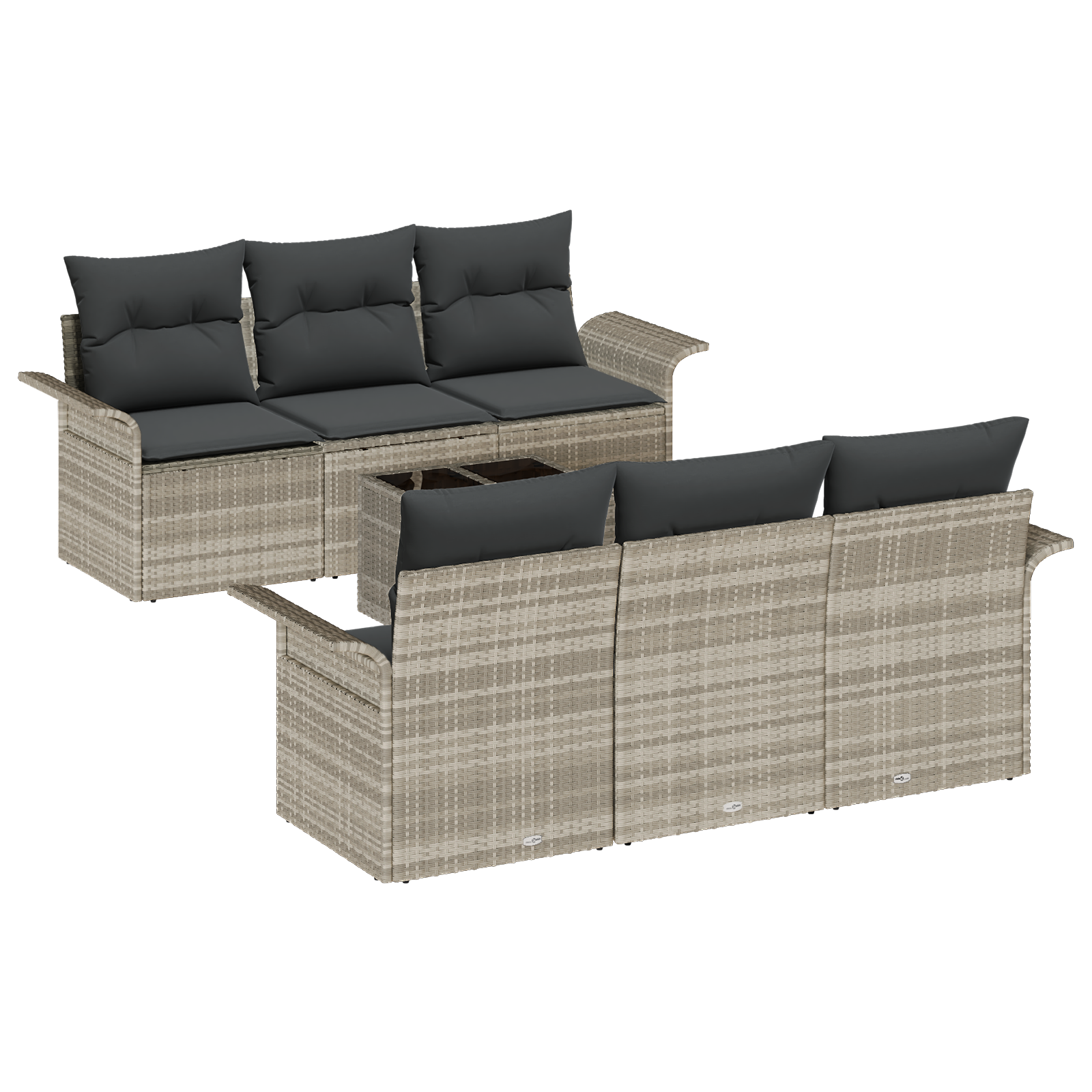 Set Divano da Giardino con Cuscini Grigio Chiaro Rattan Sintetico