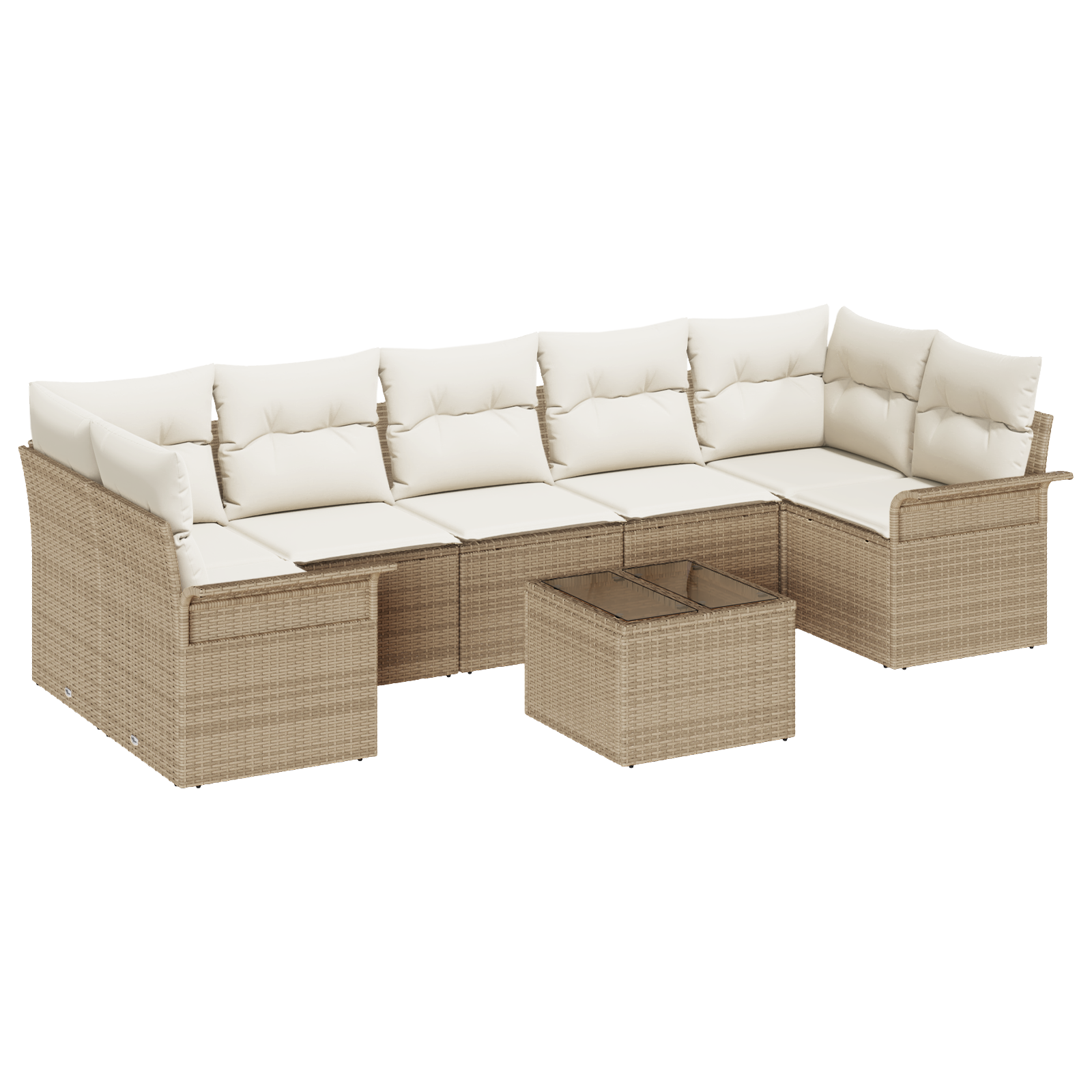 Set di divani da giardino  con cuscini in rattan sintetico beige