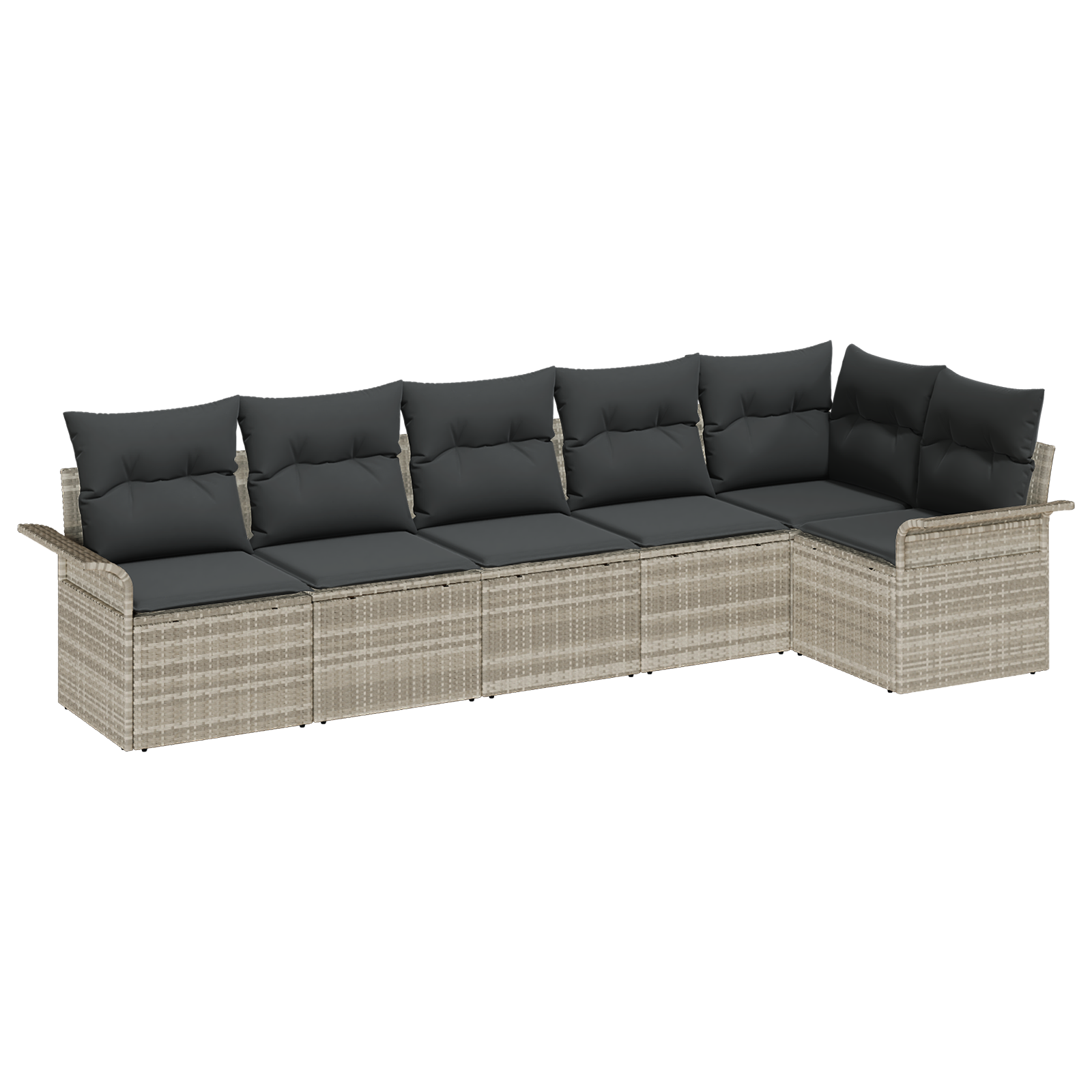 Set di Divani da Giardino vitaXL 6 Pezzi con Cuscini Grigio Chiaro Polyrattan