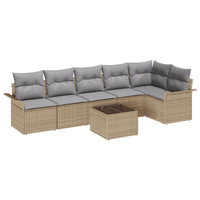 Set Divano Giardino 7 Pezzi con Cuscini in Polyrattan Nero