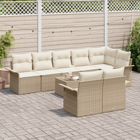 Set divani giardino 9 pezzi con cuscini in rattan poliolefinico marrone