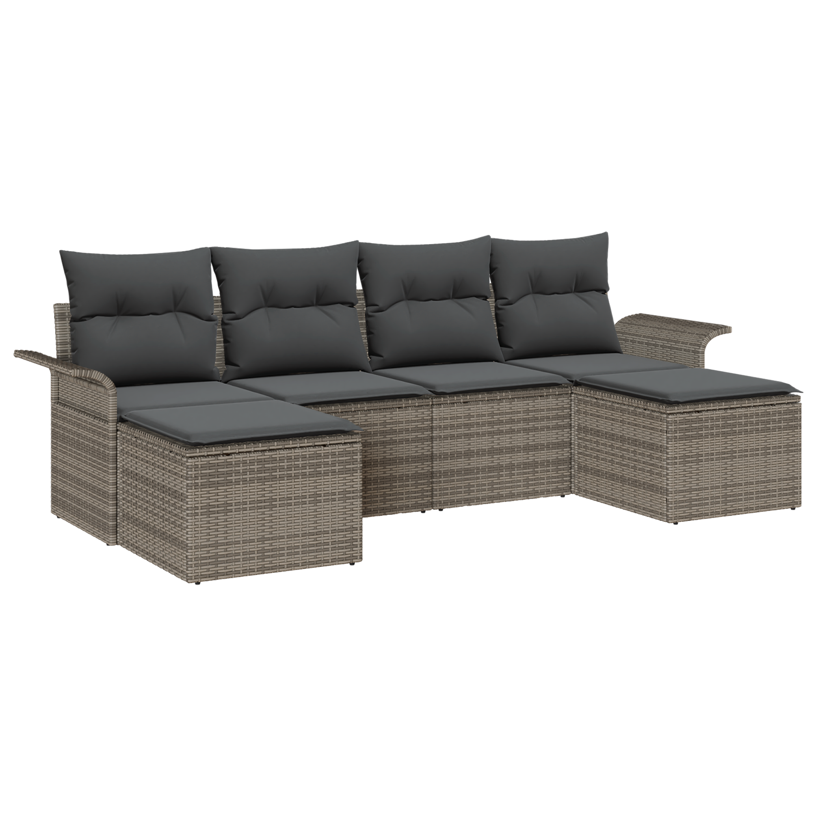 Set da giardino  a 6 pezzi con cuscini grigio polyrattan