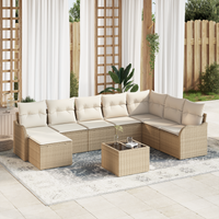 Set Divano da Giardino da 9 Pezzi con Cuscini Rattan Sintetico Marrone