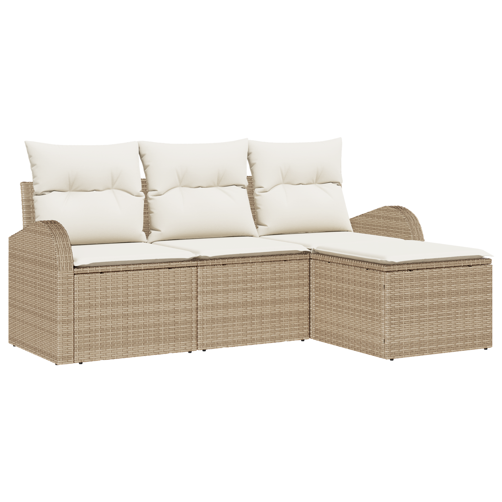 Set di divani da giardino  4 pezzi con cuscini Beige Polyrattan