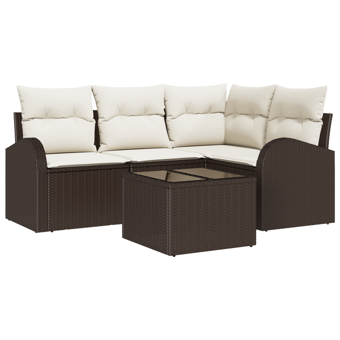 Set divano da giardino  4 pezzi con cuscini grigio polyrattan