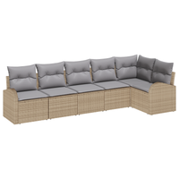 Set divano da giardino 6 pezzi con cuscini Beige Polyrattan