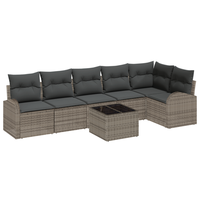 Set Divano da Giardino 6 Pezzi con Cuscini Rattan Sintetico Nero
